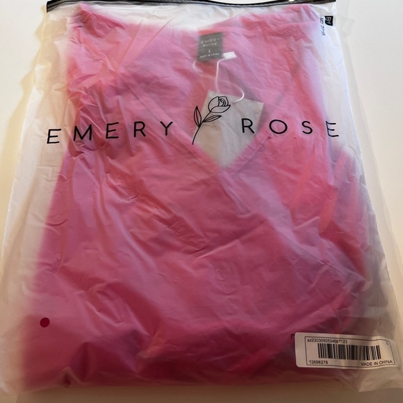 SHEIN LUNE Hot Pink Surplice Neck Tee (NWOT) - Picture 8 of 8